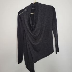 00 AllSaints Drina Cardigan Wool Black Asymmetrical